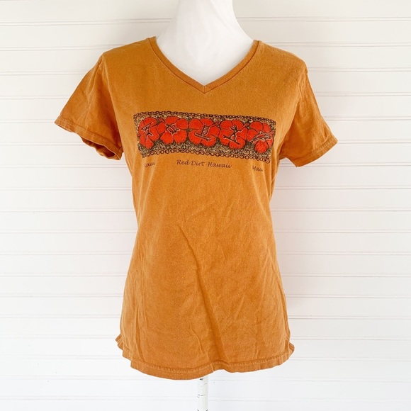 Gildan Tops - Gildan Orange Hawaii V-Neck Shirt